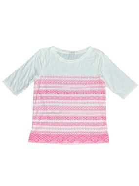 J. Crew Elbow Sleeve Print T Shirt Medium Pink Cream